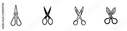 Vector illustration collection of various scissors icons for design and crafting needs