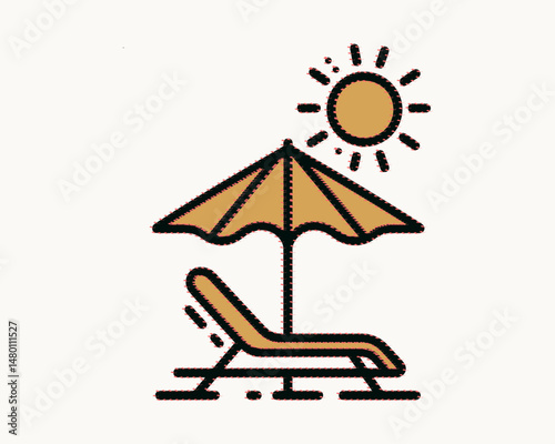 Lounge chair umbrella sun logo