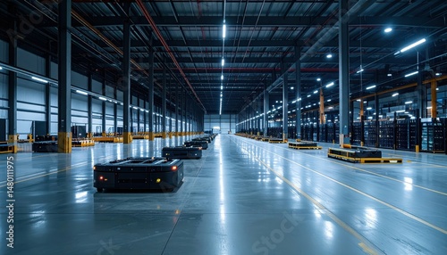 Wallpaper Mural Modern Automated Warehouse with Robotic Vehicles for Efficient Logistics Torontodigital.ca