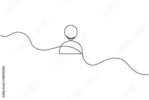 User person icon continuous one line drawing isolate outline vector illustration