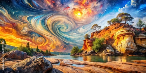 Wallpaper Mural Impressionistic Stone Texture Double Exposure Background - Abstract Art Photography Torontodigital.ca