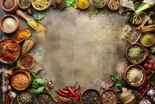 A thriving foreign food fair including traditional food, special street delicacies, and attractive spices originating from the world, Generative AI.