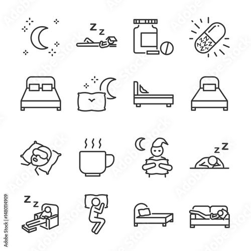 Sleeps many facets depicted as icons