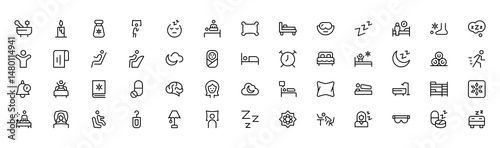Sleepy time dreams snoozing and relaxation icons