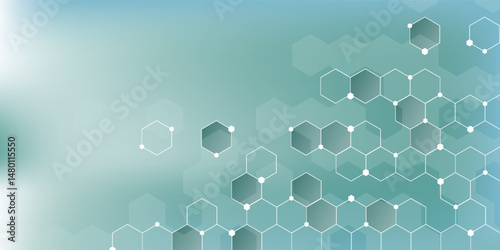 Hexagonal molecules. The molecular structure. Genetic and chemical compounds. Chemistry, medicine, science and technology concept. Geometric abstract background. Atom DNA. Abstract vector illustration