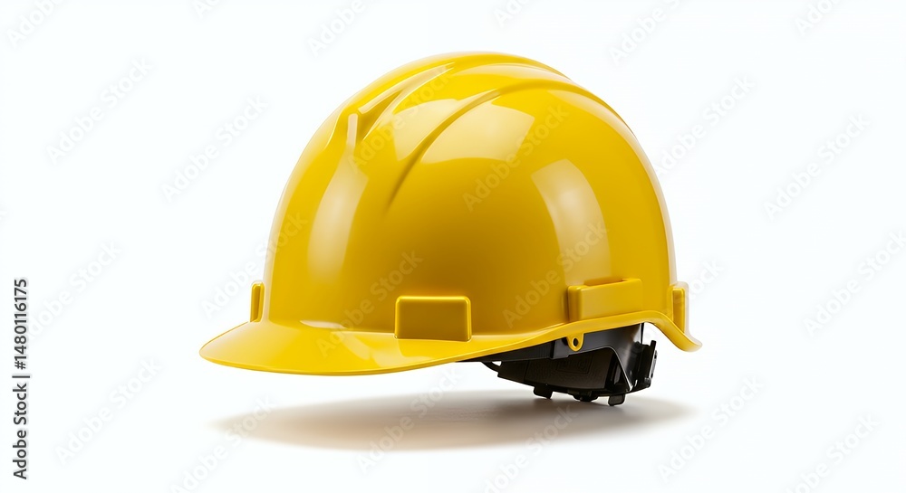 Fototapeta premium Isolated Yellow Hard Hat on White Background for Construction Safety