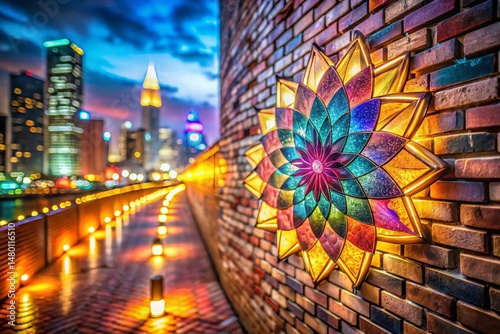 Long Exposure Geometric Brick Flower Design Backdrop - Abstract Architectural Photography