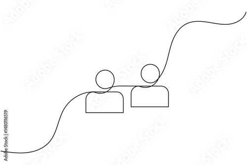 User person icon continuous one line drawing isolate outline vector illustration