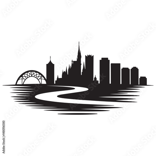 Wallpaper Mural Vector Orlando skyline. Travel Orlando famous landmarks. Business and tourism concept for presentation, banner, web site. Vector black silhouette. with white background Torontodigital.ca