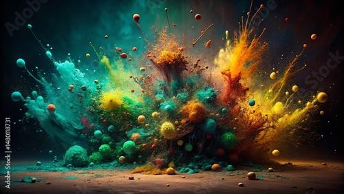 Low Light Nature Paint Splatter Backdrop - Abstract Artistic Background