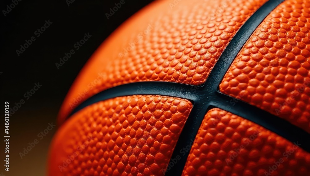 Fototapeta premium Close-up of basketball texture, orange leather grain, game, orange