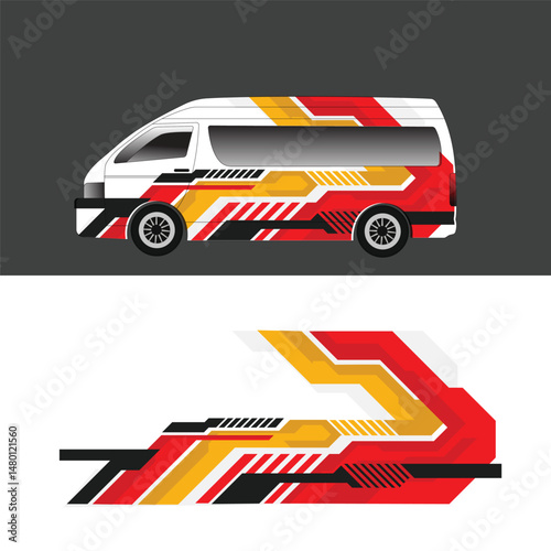 Modern stripe sticker design for van car body.