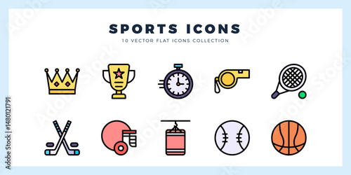 10 Sports Lineal Color icon pack. vector illustration.