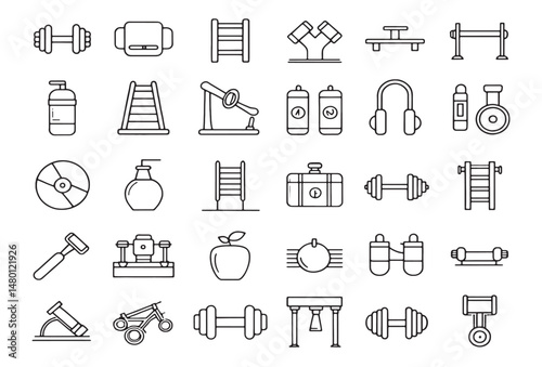 Fitness  Exercise icons Gear for a healthy routine