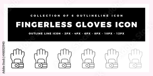 Collection of 6 Fingerless Gloves Outline Icons