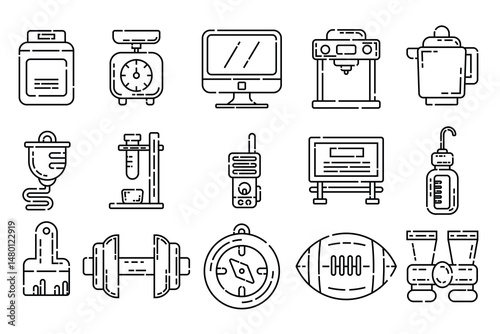 Equipment outlines science sports and utilities