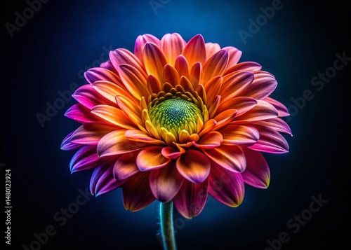 Macro Photography: Vibrant Flower Bloom on Black Background - Long Exposure Studio Shot