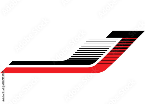 Vector striped pattern for car, boat, sportswear, toy. Red and black sports pattern on white background. Vector background. Speed. Racing stripe