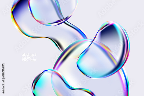 Abstract light background of Colorful water  bubbles. 3D Transparent fluid drops.