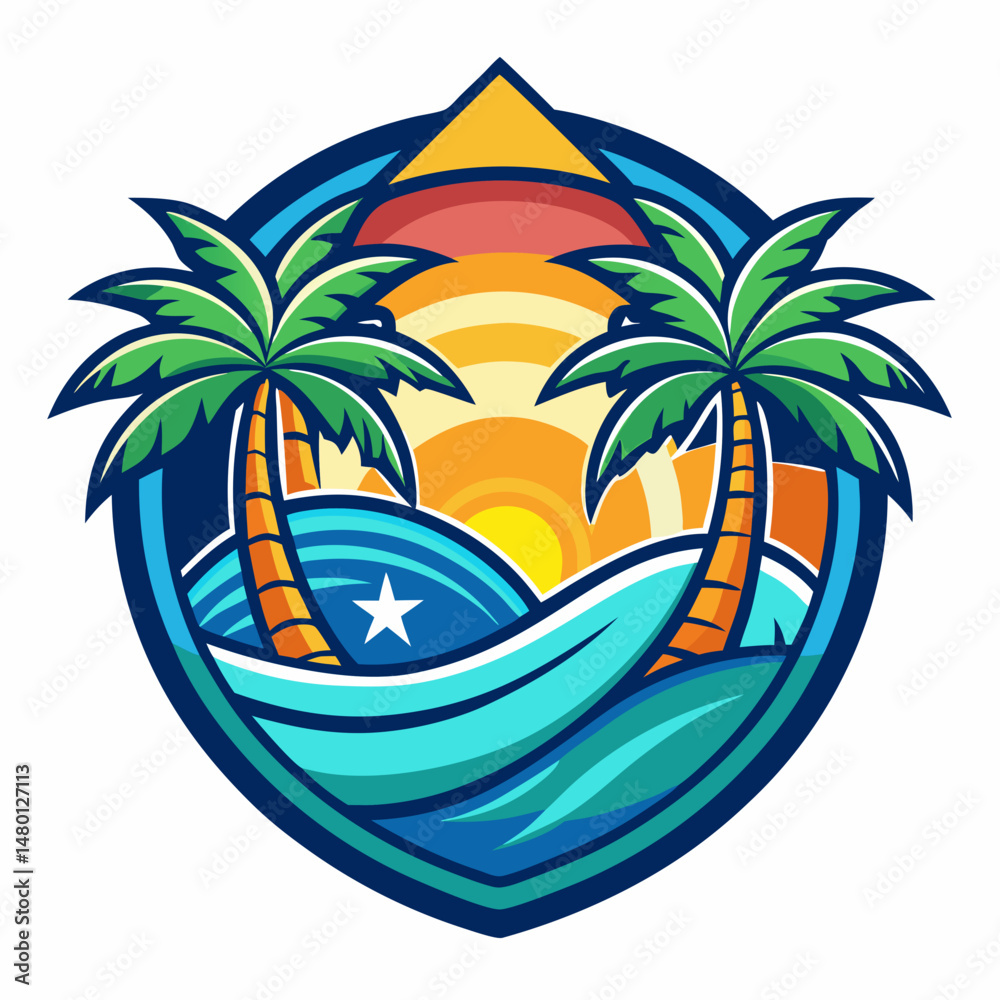 Obraz premium beach logo dashing colour full vector illustration