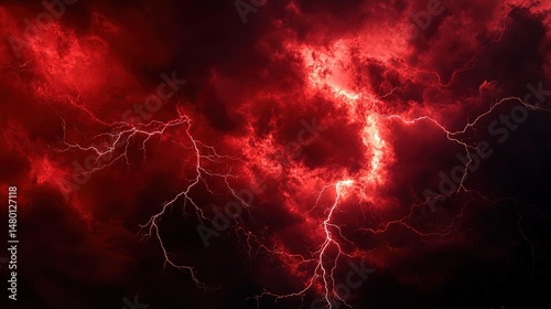 Dramatic Red Lightning Storm