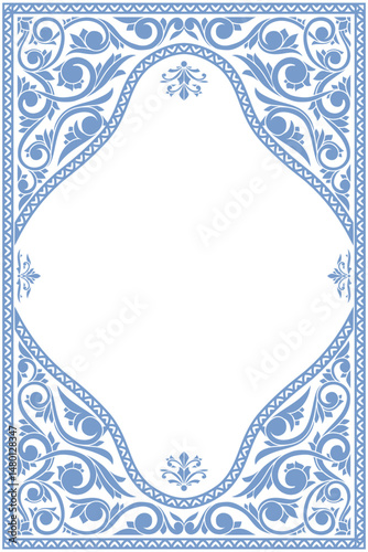 Decorative ornamental floral monochrome blank card template