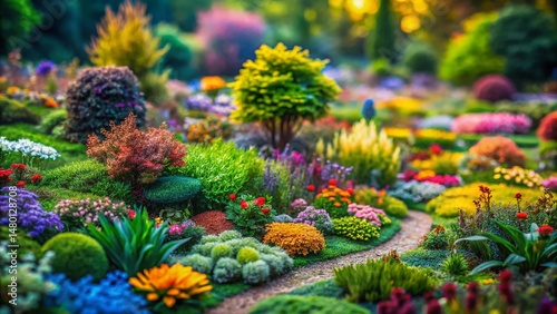 Miniature Botanical Garden: Artistic Tilt-Shift Brushstroke Pattern