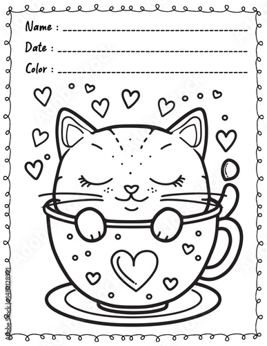 Cat Coloring Pages For Kid and adult.  
High resolution (300 DPI), 
Ready to print on standard 8.5x11 inch paper With No Bleed, 
Black and White. 
Vector illustration - AI, EPS, PNG, JPEG.