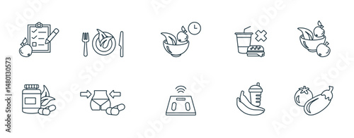 Healthy living icons Diet weight fitness
