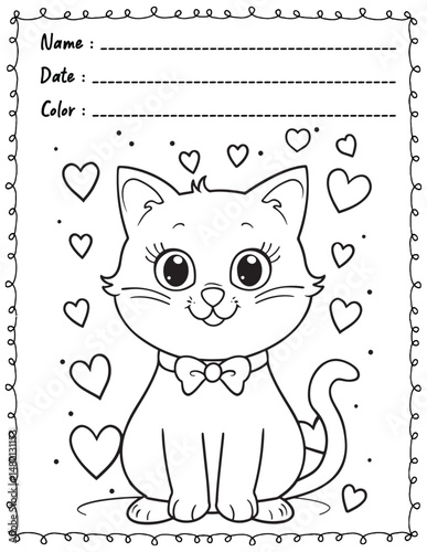 Cat Coloring Pages For Kid and adult.  
High resolution (300 DPI), 
Ready to print on standard 8.5x11 inch paper With No Bleed, 
Black and White. 
Vector illustration - AI, EPS, PNG, JPEG.