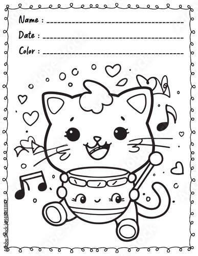 Cat Coloring Pages For Kid and adult.  
High resolution (300 DPI), 
Ready to print on standard 8.5x11 inch paper With No Bleed, 
Black and White. 
Vector illustration - AI, EPS, PNG, JPEG.