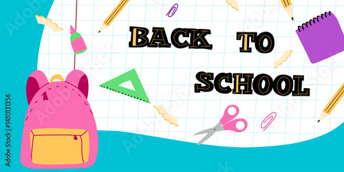 writing note showing school back to business. business concept for education and study of the new school