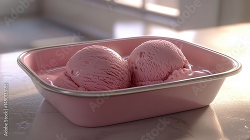Two delicious scoops of ice cream presented in a stylish mockup for plant-based dessert branding ideas