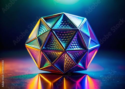 Minimalist Holographic Metal Animation: Abstract Geometric Shapes Reflecting Light