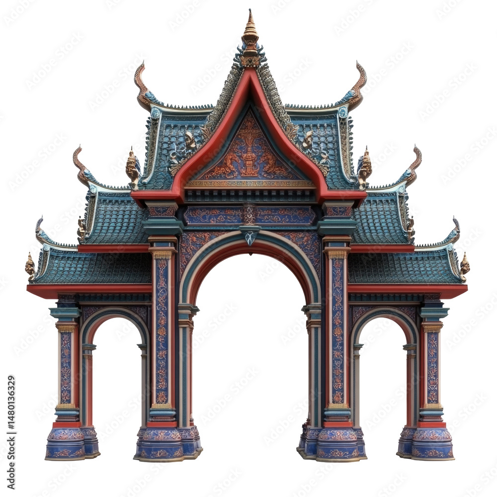 Temple Gate In Traditional Style On isolated on a transparent background. High quality PNG, commercial use. Temple Gate In Traditional Style On isolated on a transparent background. High quality PNG, commercial use.