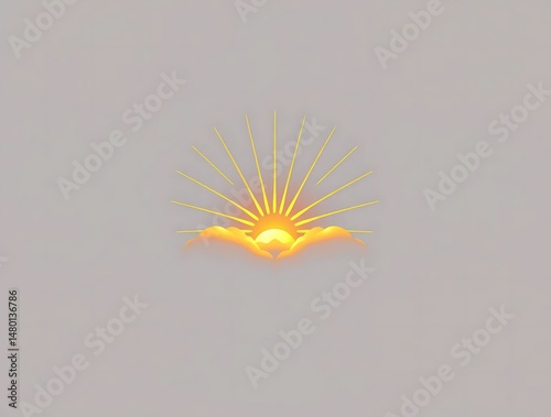Sunrise over clouds with minimalist art.