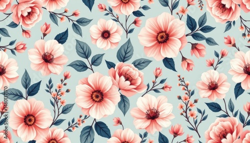 soft hand drawn floral seamless pattern with flowing organic shapes and dusty pastel hues perfect for bridal branding and seasonal fashion