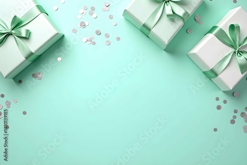 gift box on green background