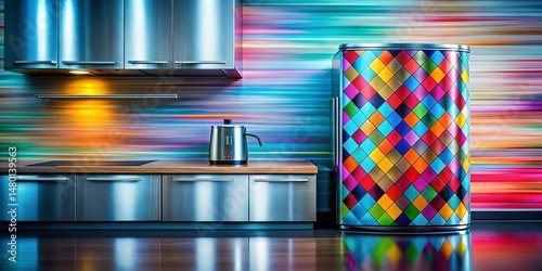 Modern Kitchen Appliance with Geometric Argyle Pattern - Long Exposure Photography
