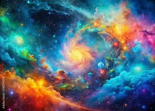 Multicolor Spray Paint Galaxy Background - Abstract Art Texture