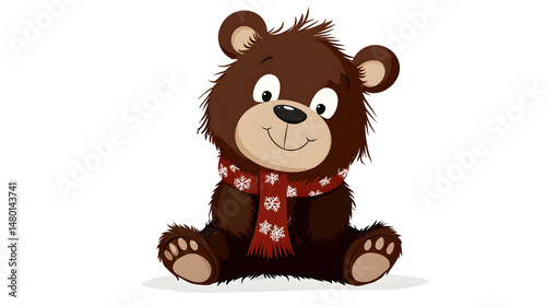 A cartoon bear is sitting on a white background