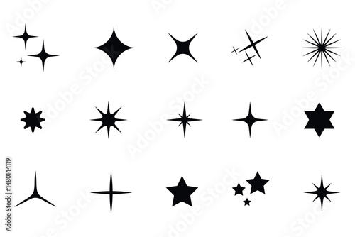 Set of star shapes. Vector illustration isolated on white background. Eps 10.