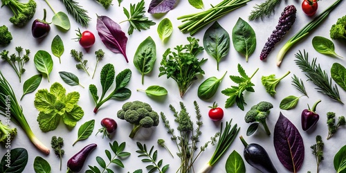 Organic Plant Silhouettes: Elegant Botanical Pattern for Food Photography