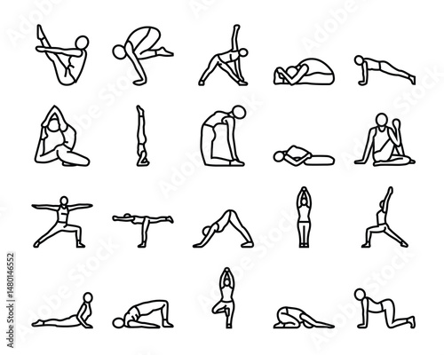 Yoga postures a minimalist outline of wellness