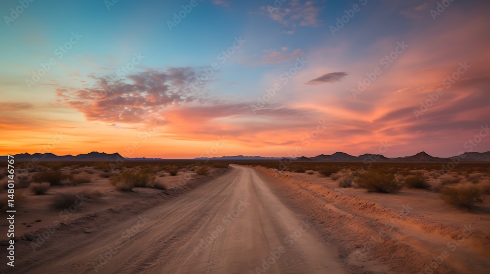 Naklejka premium Desert Sunset Road Trip.