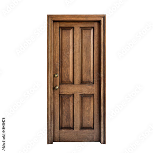 Wooden door isolated on transparent background