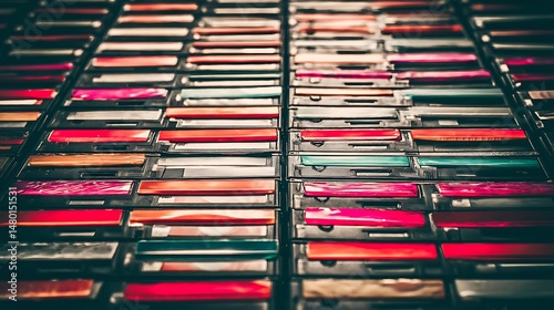 Stacked colorful floppy disks show storage media obsolescence