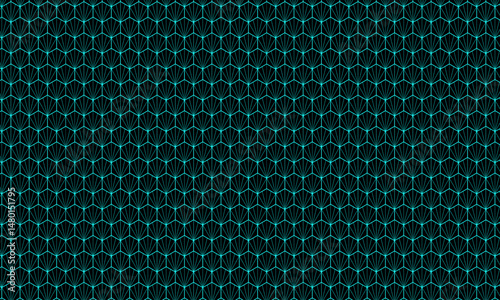 Seamless pattern design with hexagonal shape | Creative texture background with glowing effect for textile, decoration, home decor, packaging, business with blue colour