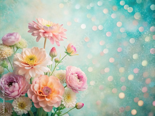 Pastel Flower Polka Dot Design Textured Background Stock Photo