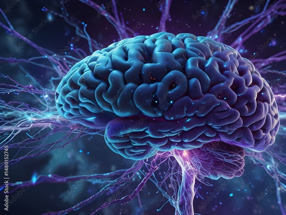 Obraz premium Human Brain and Neural Connections